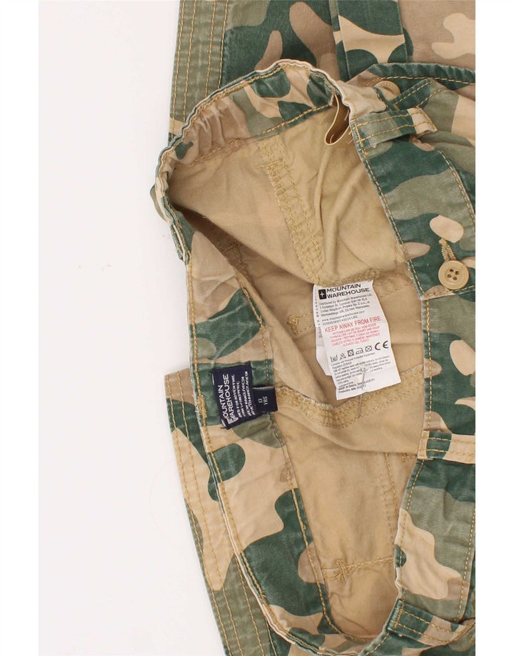 Mountain Warehouse Boys Cargo Shorts 12-13 anos W30 camuflagem verde