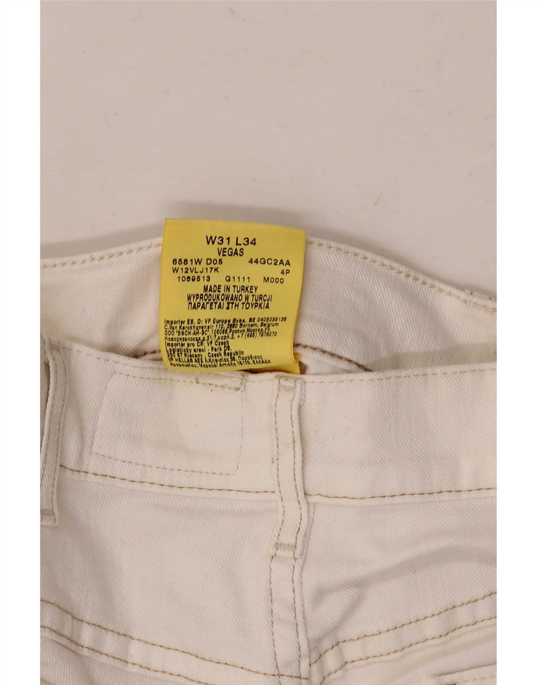 Wrangler Mens Vegas Denim Shorts W31 Médio Algodão Branco