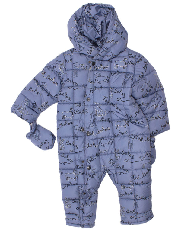 Macacão acolchoado com capuz para meninos Ted Baker 18-24 meses azul estampa animal
