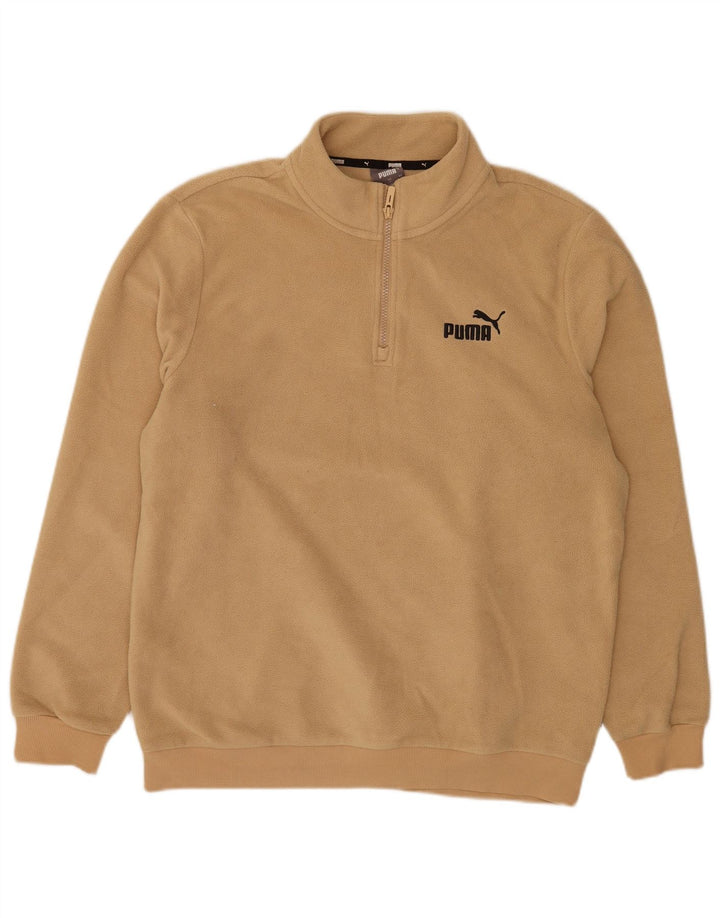 Suéter Puma Masculino Zip Neck Fleece Grande Bege Poliéster