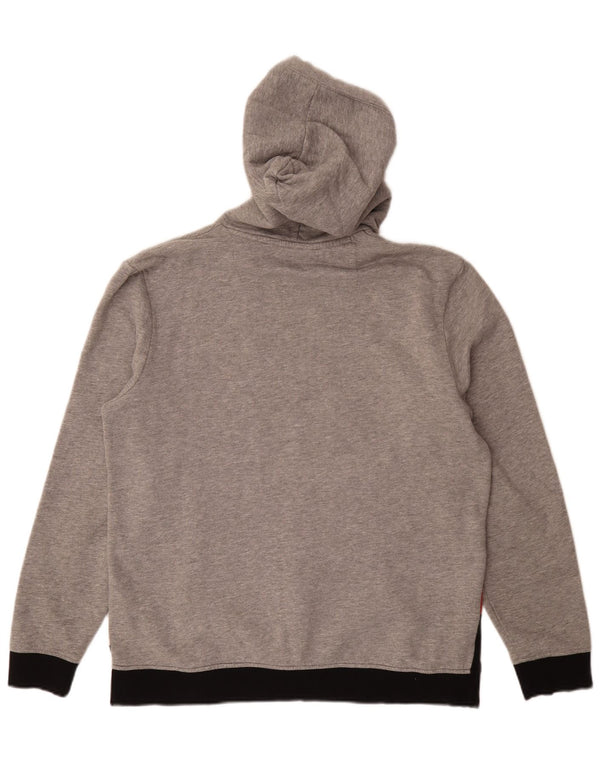 Suéter com capuz Guess masculino gráfico regular ajuste grande cinza colorido bloco de algodão