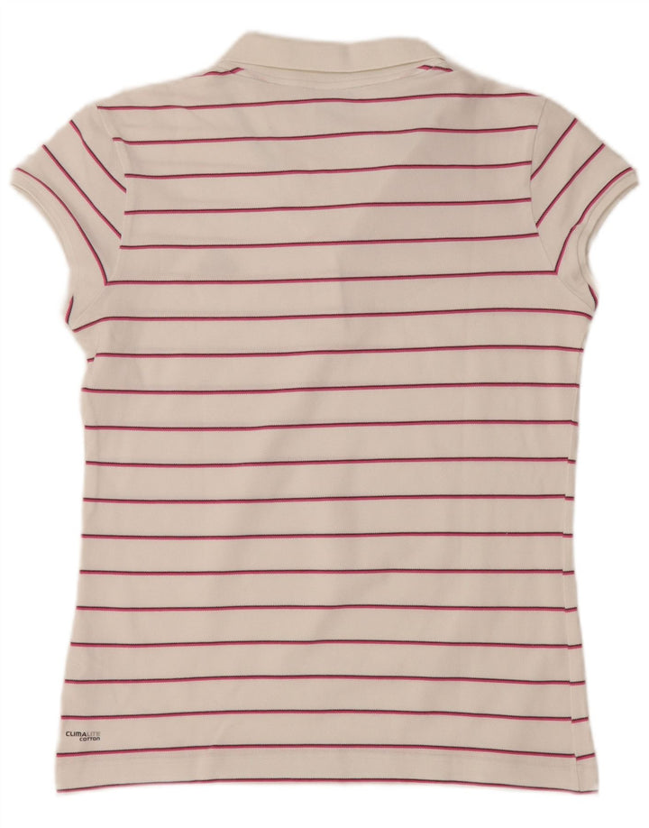 ADIDAS Womens Clima 365 Polo Shirt UK 16 Large White Striped Cotton