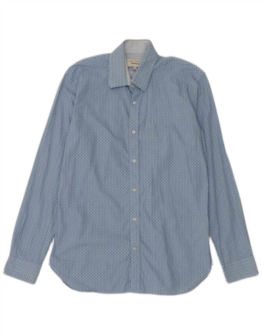 Camisa masculina Ted Baker tamanho 15 1/2 algodão floral azul médio