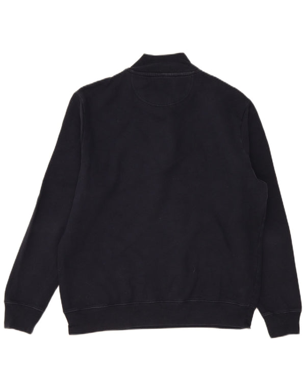 Suéter feminino Barbour com zíper e gola redonda Reino Unido 16 grande algodão azul marinho