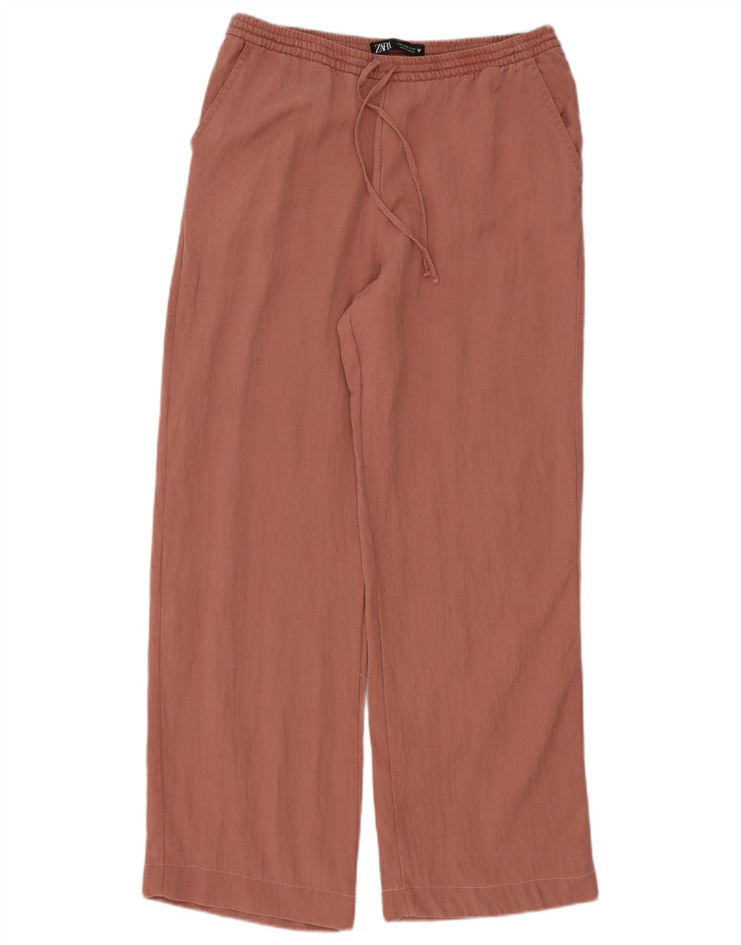 Zara Calça feminina de perna larga médio W28 L30 rosa