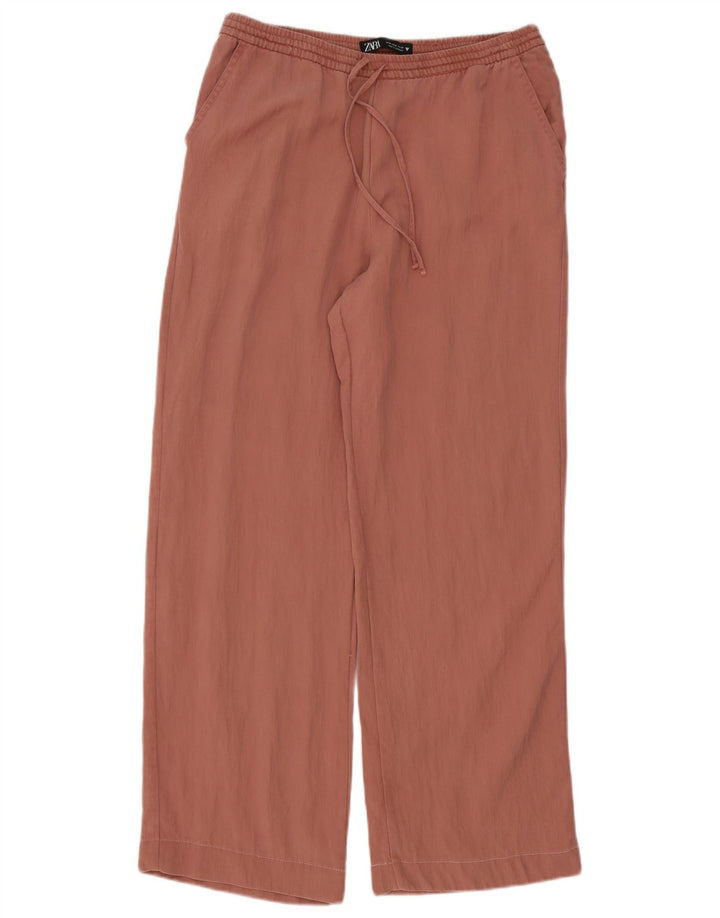 Zara Calça feminina de perna larga médio W28 L30 rosa