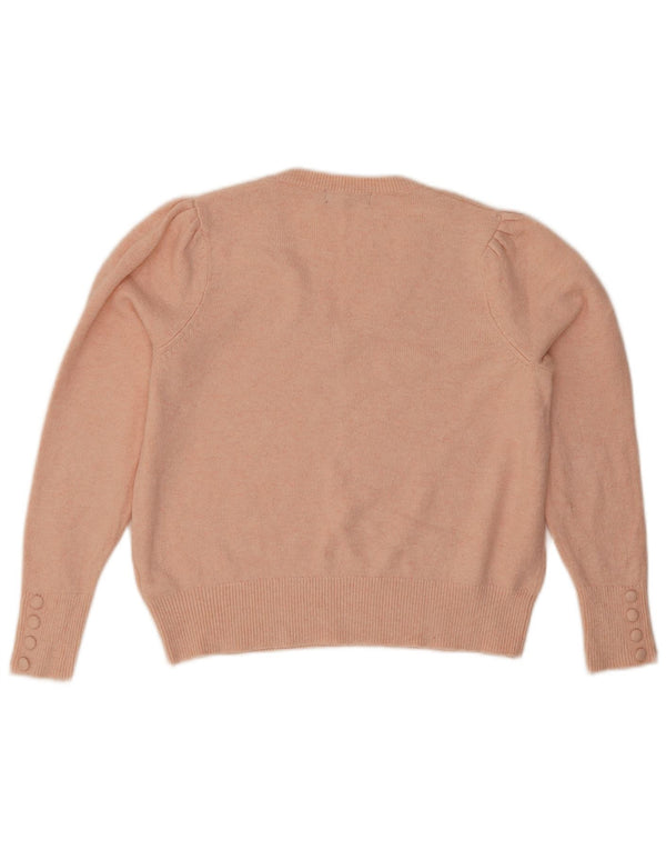 Suéter feminino Marks & Spencer com decote em V, Reino Unido, 12 algodão rosa médio