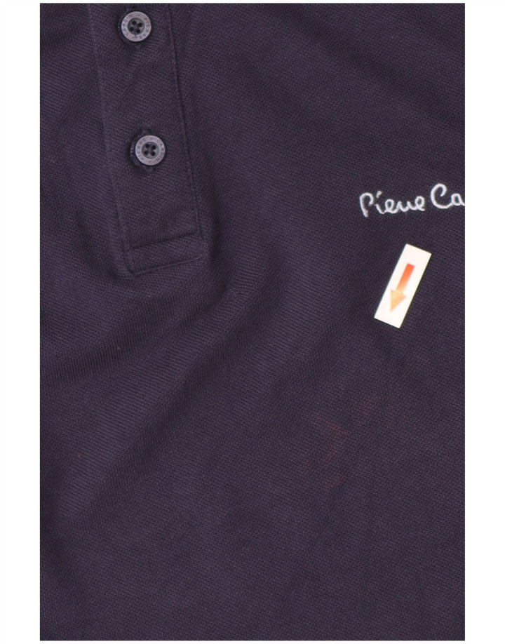 Camisa polo masculina Pierre Cardin de manga comprida regular fit azul marinho médio