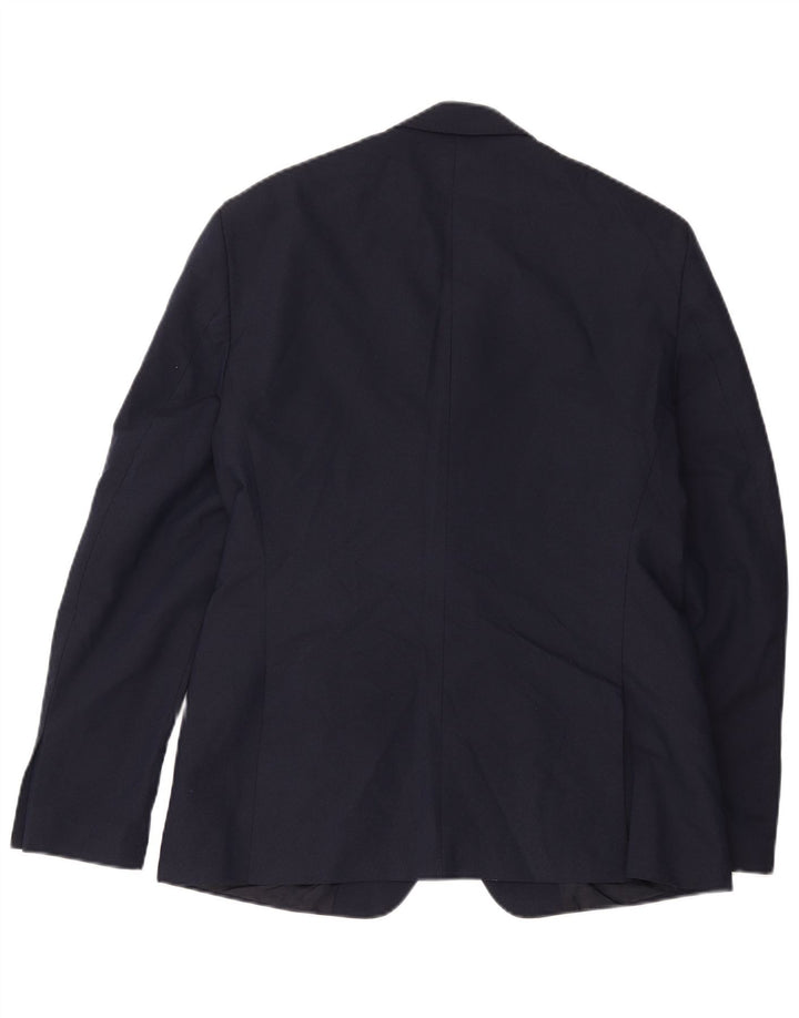 Jaqueta blazer masculina Zara com 2 botões EU 54 XL azul marinho poliéster