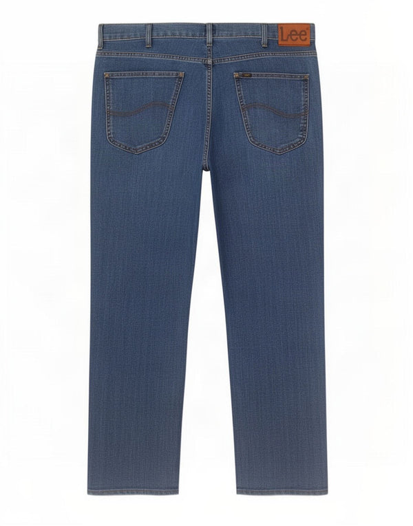 Lee Mens Brooklyn Straight Jeans W42 L28 Azul Algodão