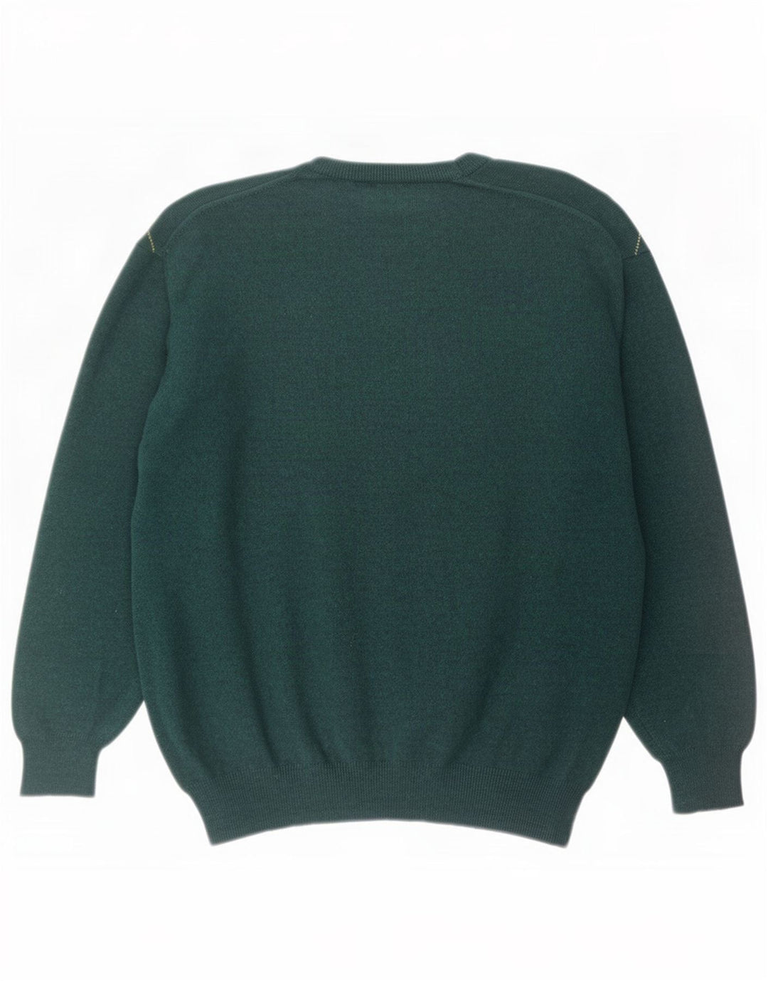 Suéter vintage masculino com gola redonda, verde médio, Argyle/Diamante