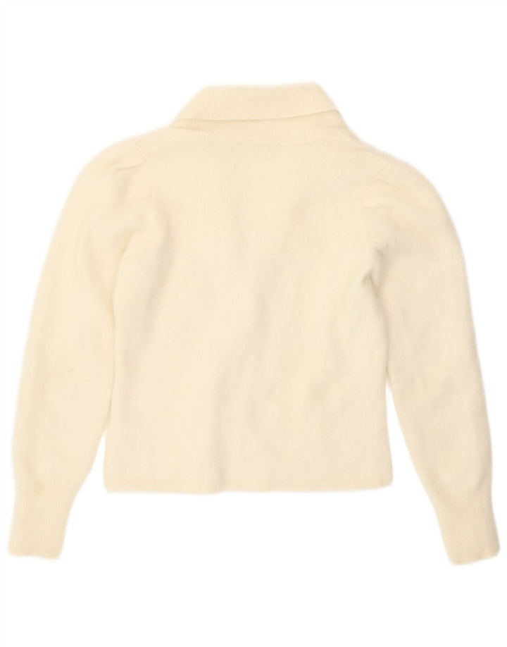 Monsoon Bolero Jumper feminino Reino Unido 16 grande angorá branco