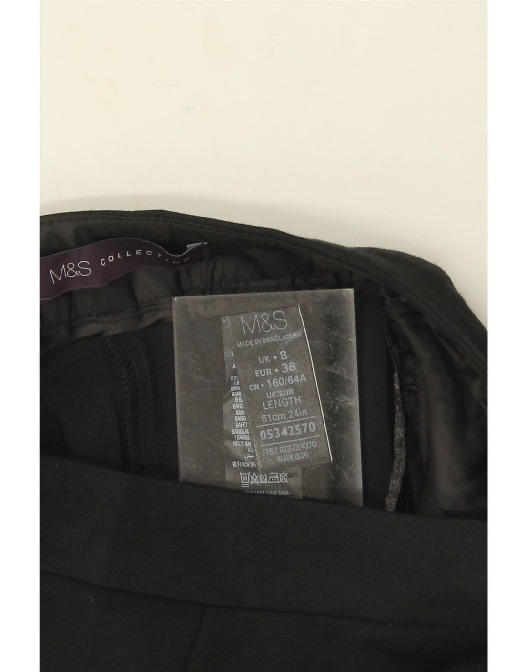 Saia lápis feminina Marks & Spencer UK 8 pequena W26 viscose preta
