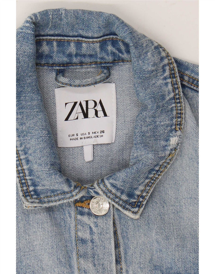 Jaqueta jeans feminina Zara Reino Unido 10 pequena azul