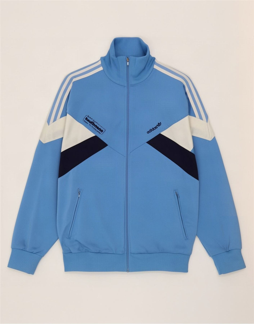 Adidas Mens Graphic Tracksuit Top Jacket Médio Azul Colorblock Poliéster