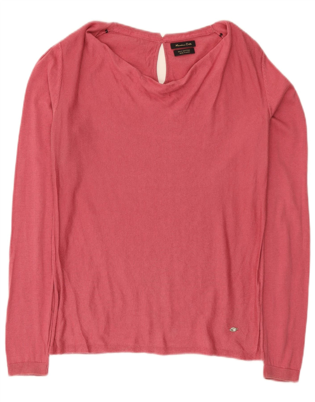 Blusa feminina Massimo Dutti manga comprida UK 12 seda rosa médio