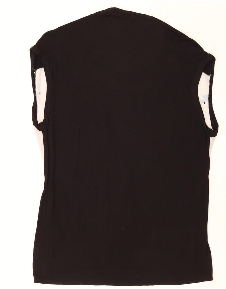 Blusa feminina sem mangas Oasis UK 12 médio preto colorblock viscose