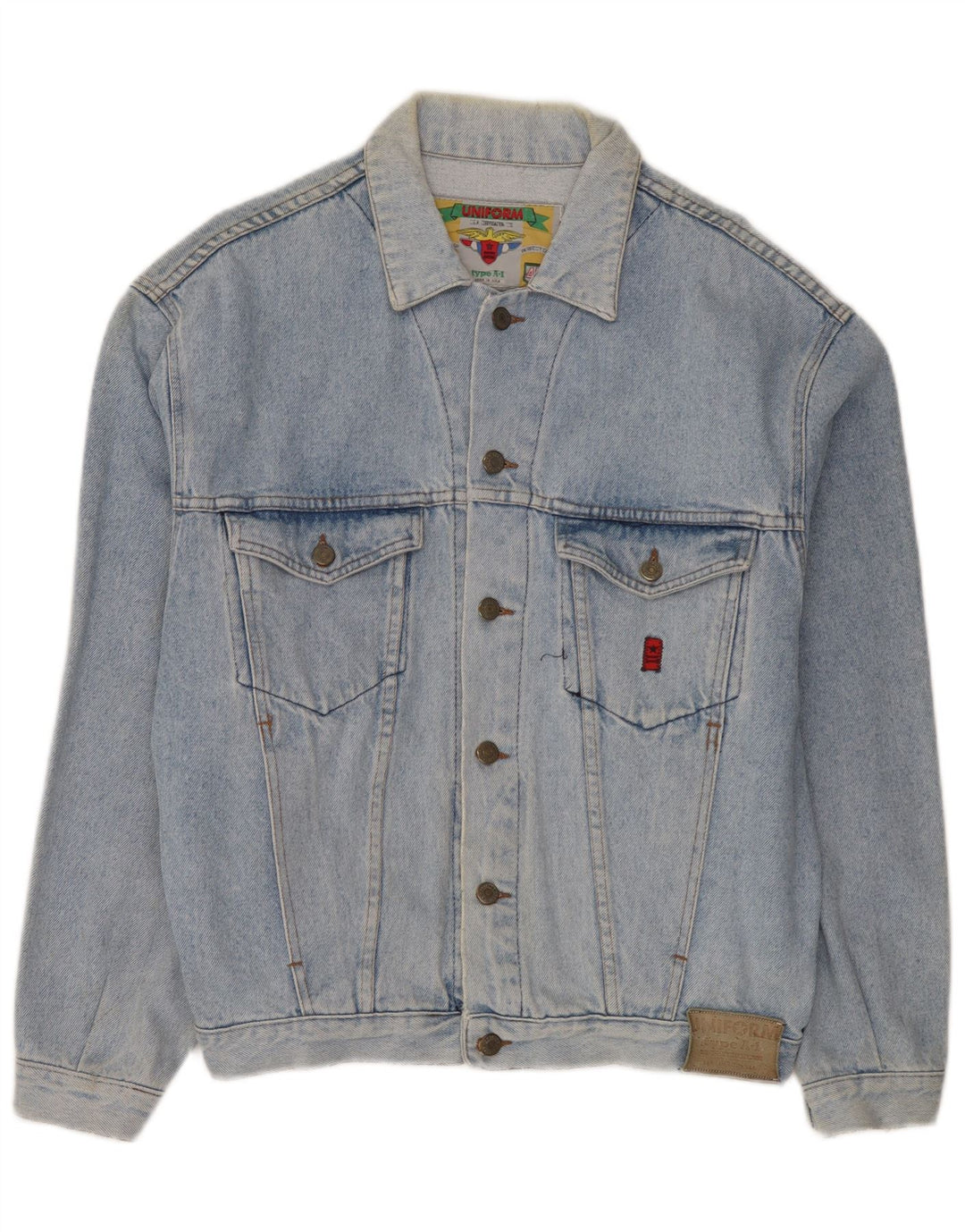 Jaqueta jeans masculina uniforme UK 38 azul médio