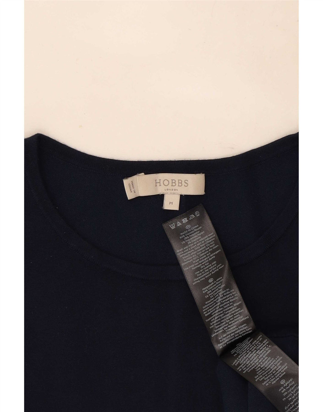 Top feminino Hobbs com ombros de fora, manga 3/4, Reino Unido 12, viscose azul marinho médio