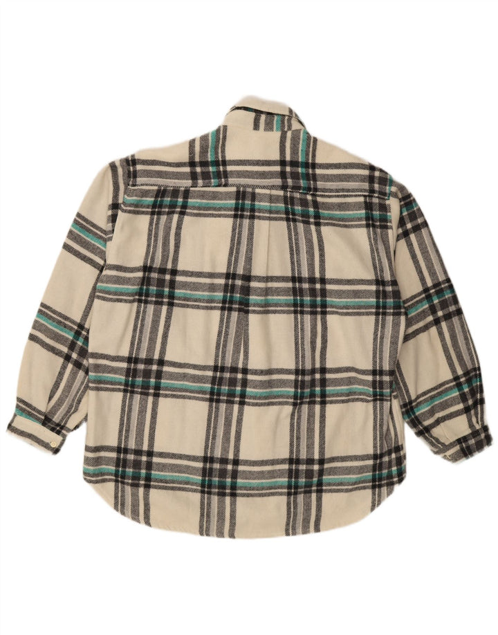 Camisa masculina de flanela de lenhador Mazzonetto grande de lã xadrez branca