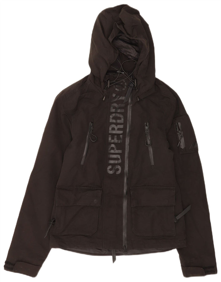 Jaqueta de chuva com capuz gráfico feminino Superdry UK 8 poliéster preto pequeno