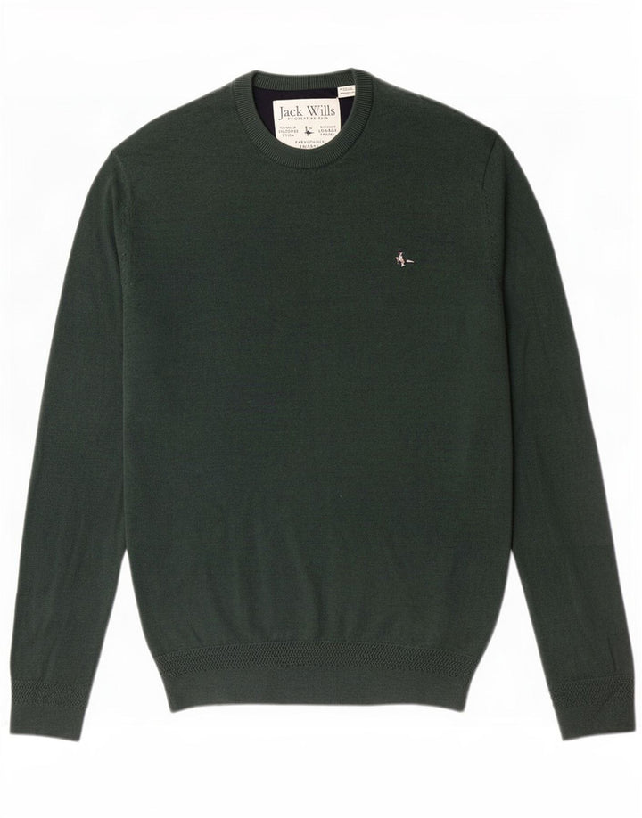 Suéter masculino Jack Wills com gola redonda e algodão verde pequeno