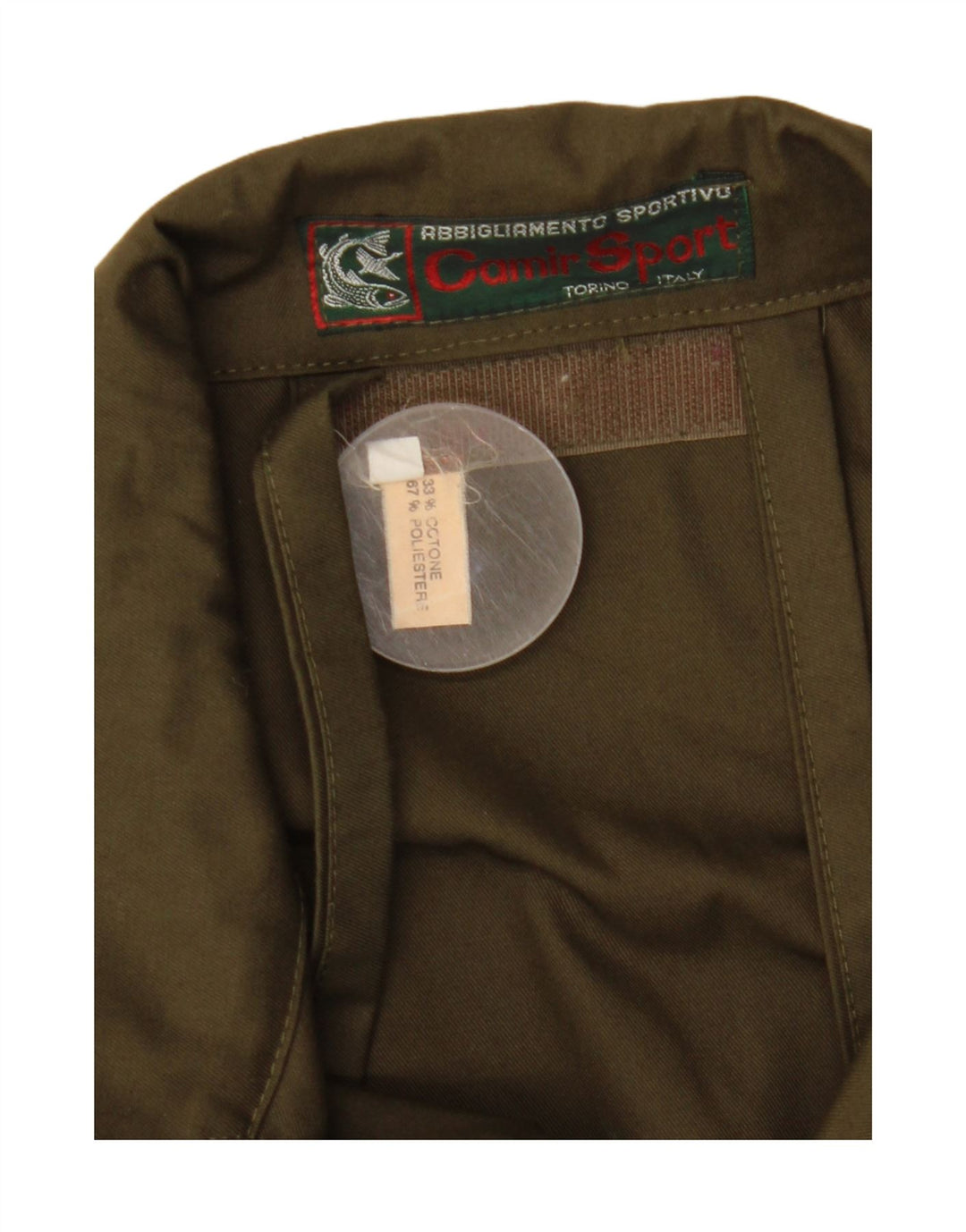 Jaqueta utilitária masculina vintage IT 56 3XL poliéster cáqui