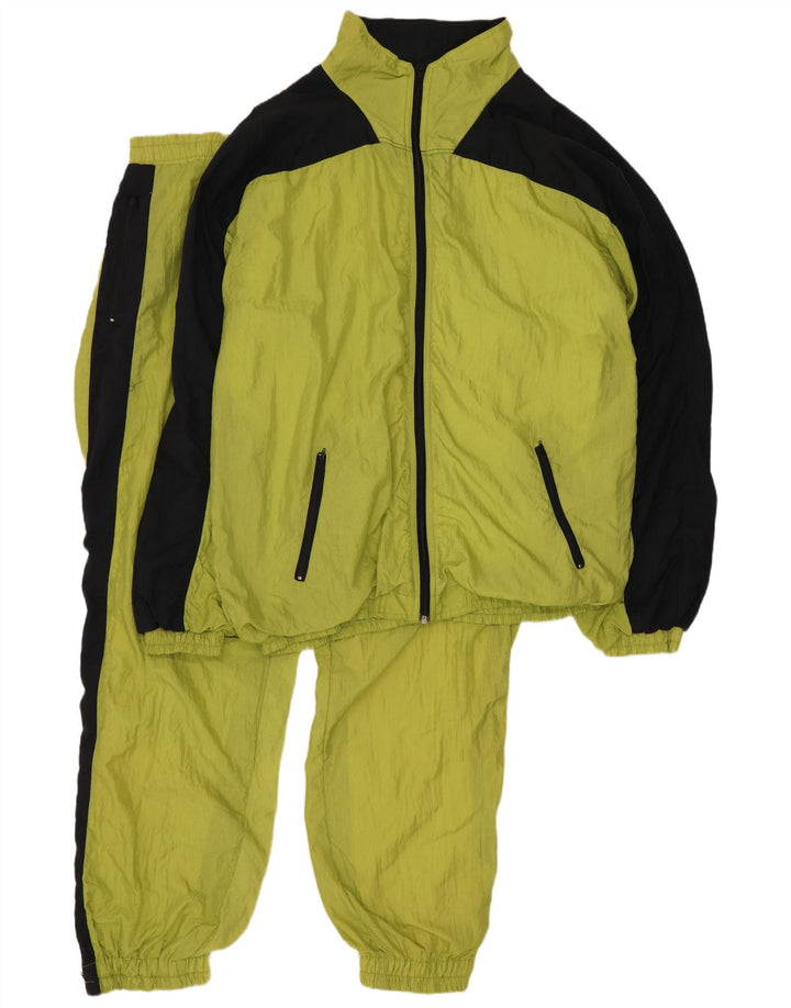 Fato de treino completo masculino vintage XL amarelo Colourblock Nylon