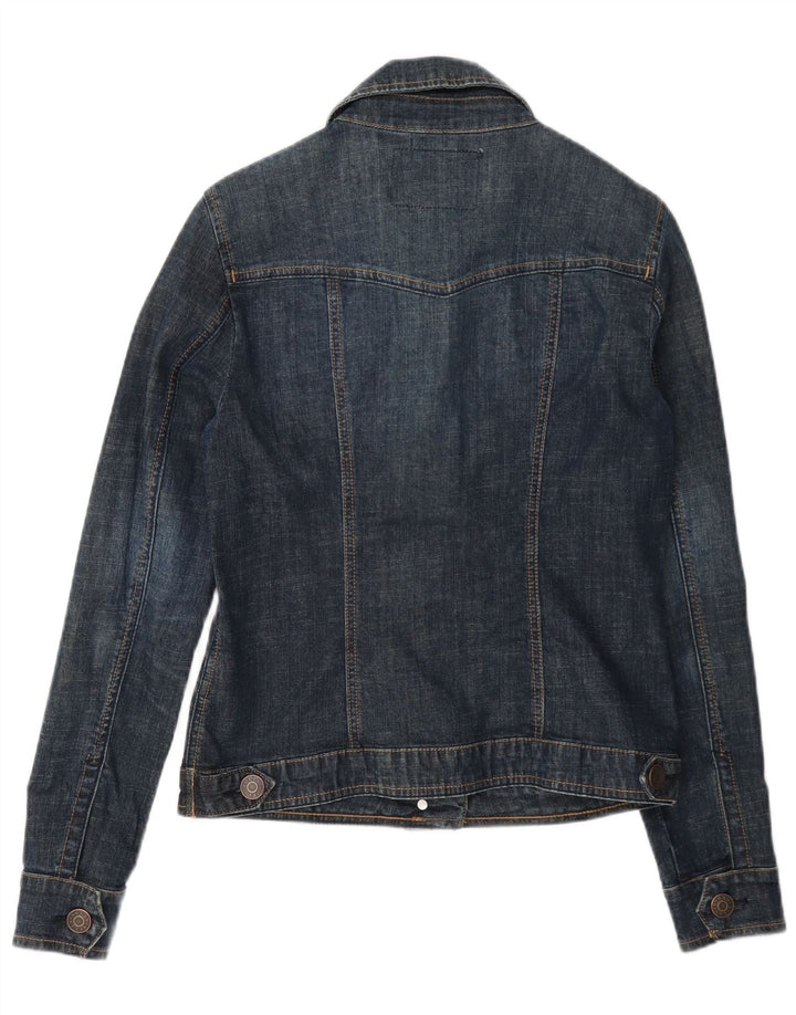 Jaqueta jeans feminina Guess UK 8 pequena algodão azul marinho