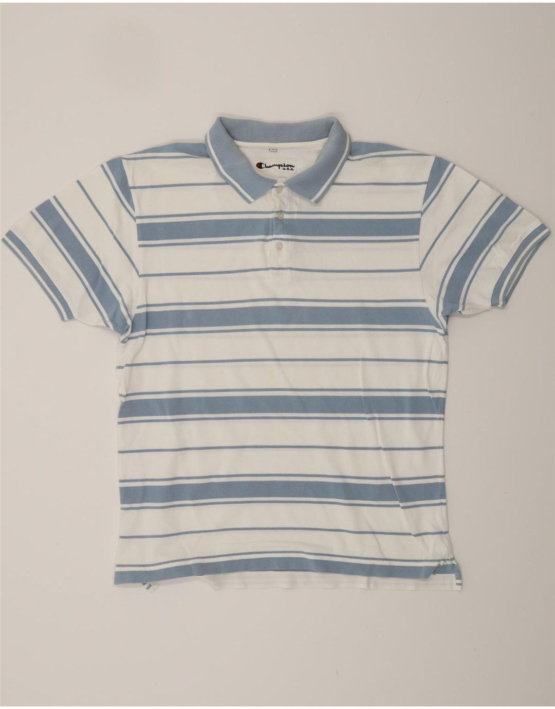 Camisa polo masculina CHAMPION grande listrada branca