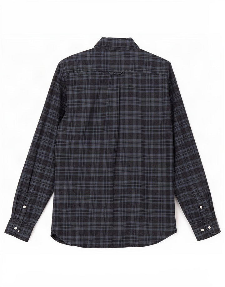 Camisa masculina Superdry de flanela média azul marinho xadrez algodão
