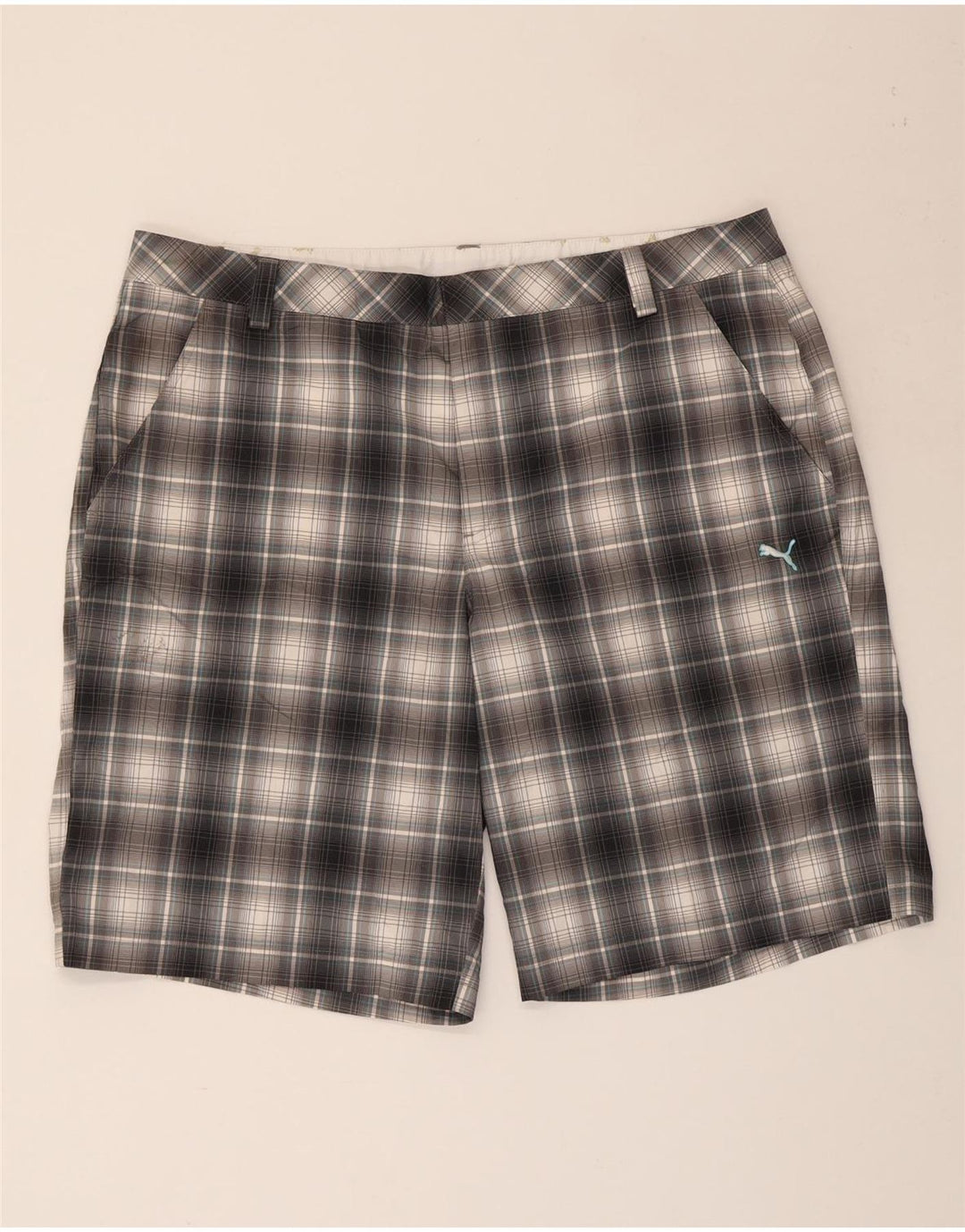 Shorts Chino masculino Puma W40 XL cinza xadrez poliéster