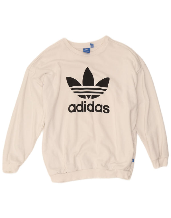 Adidas feminino gráfico moletom jumper reino unido 16 grande algodão branco
