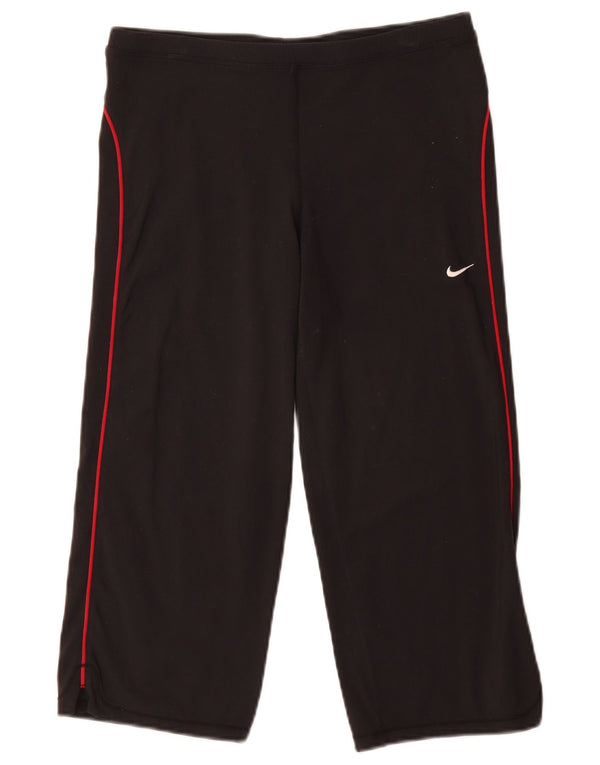 Calça de treino feminina NIKE UK 10/12 pequena preta de nylon