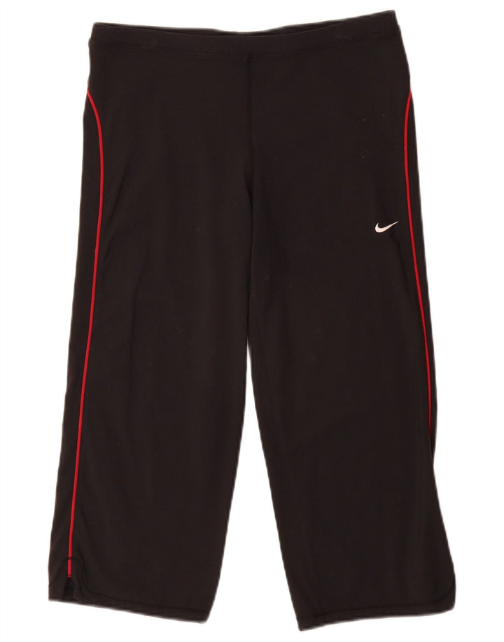 Calça de treino feminina NIKE UK 10/12 pequena preta de nylon
