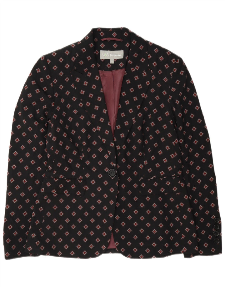 Jaqueta blazer feminina de 1 botão Marks & Spencer Reino Unido 10 pequena preta geométrica