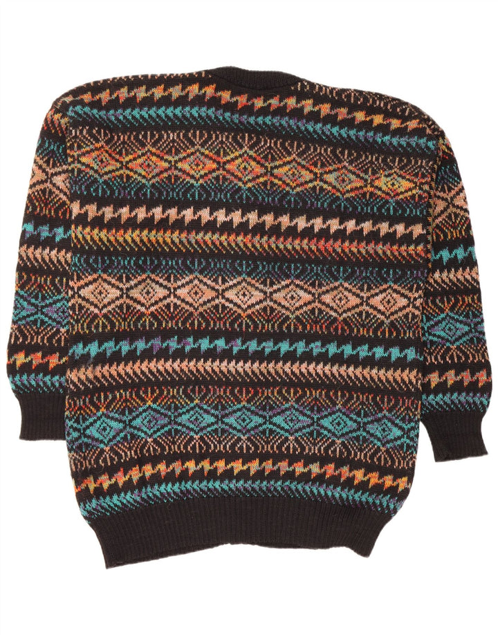 Suéter cardigã masculino VINTAGE grande preto geométrico