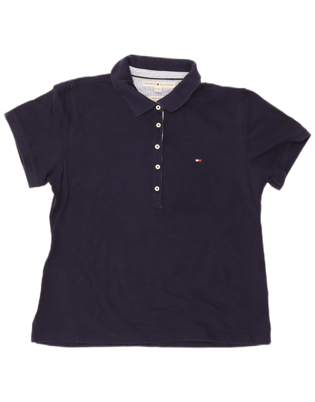 Camisa polo feminina TOMMY HILFIGER Reino Unido 18 XL azul marinho algodão