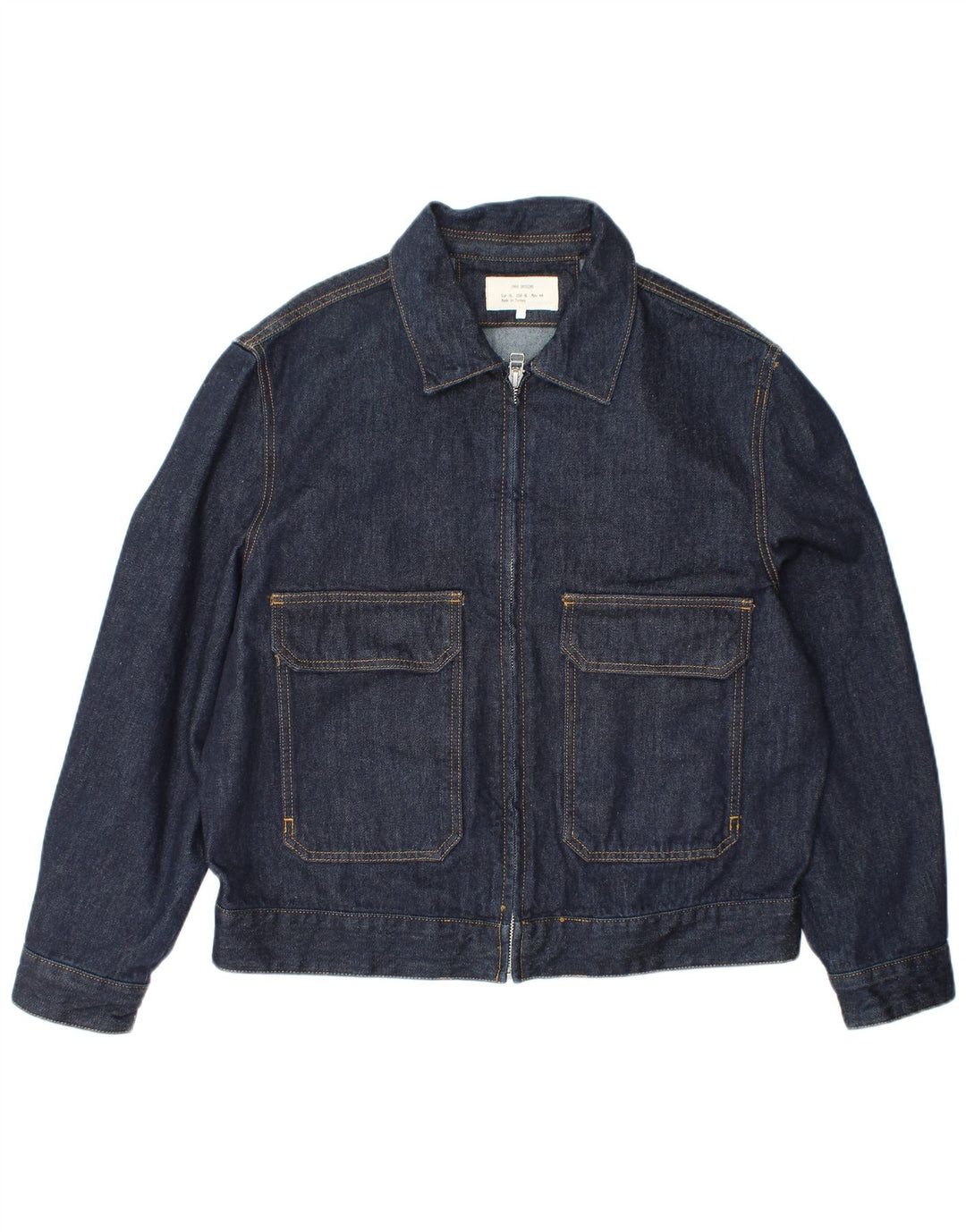 Jaqueta jeans masculina Zara UK 42 XL azul marinho poliéster