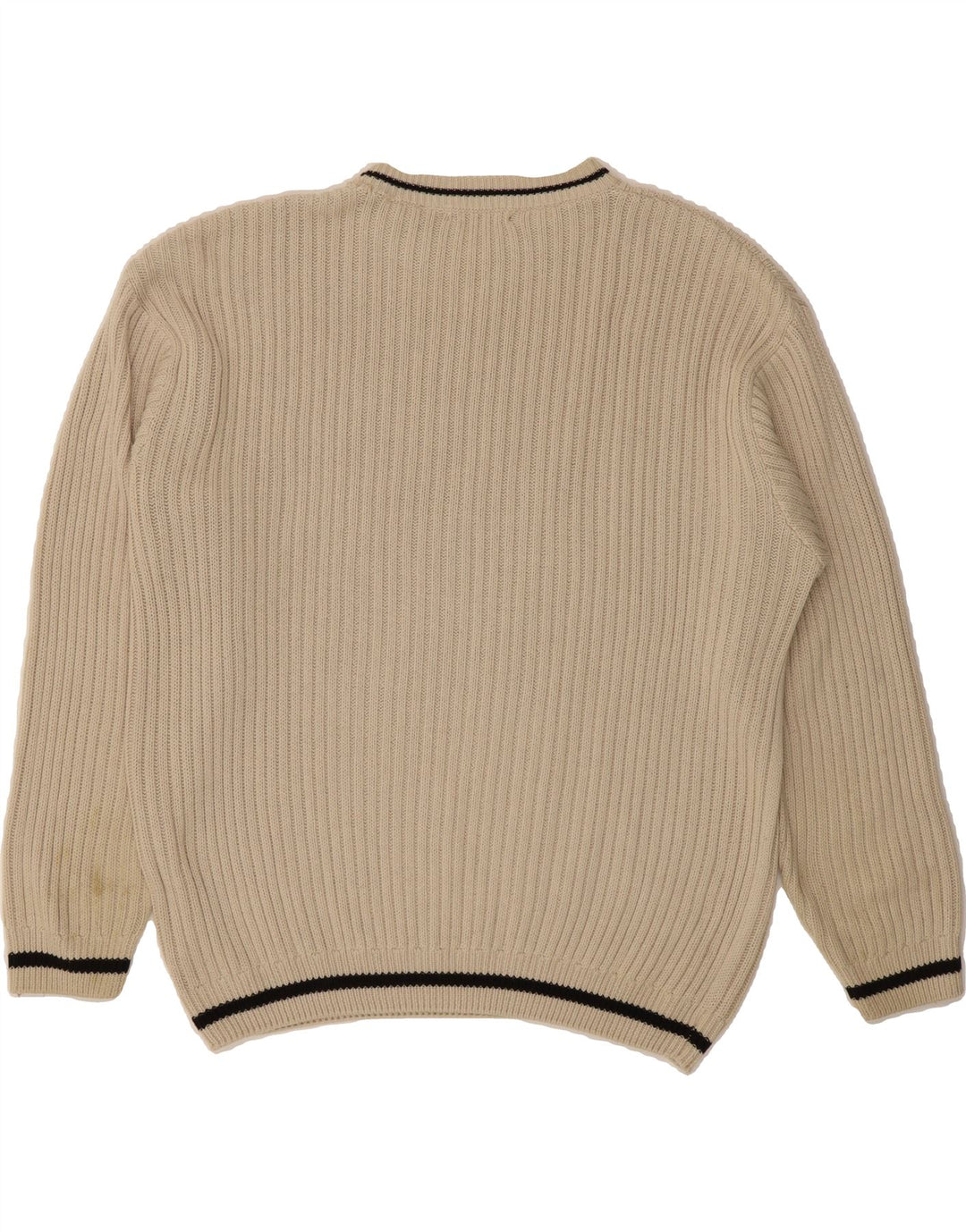 VINTAGE Mens Crew Neck Jumper Sweater 2XL Beige Cotton Vintage Vintage and Second-Hand Vintage from Messina Hembry 