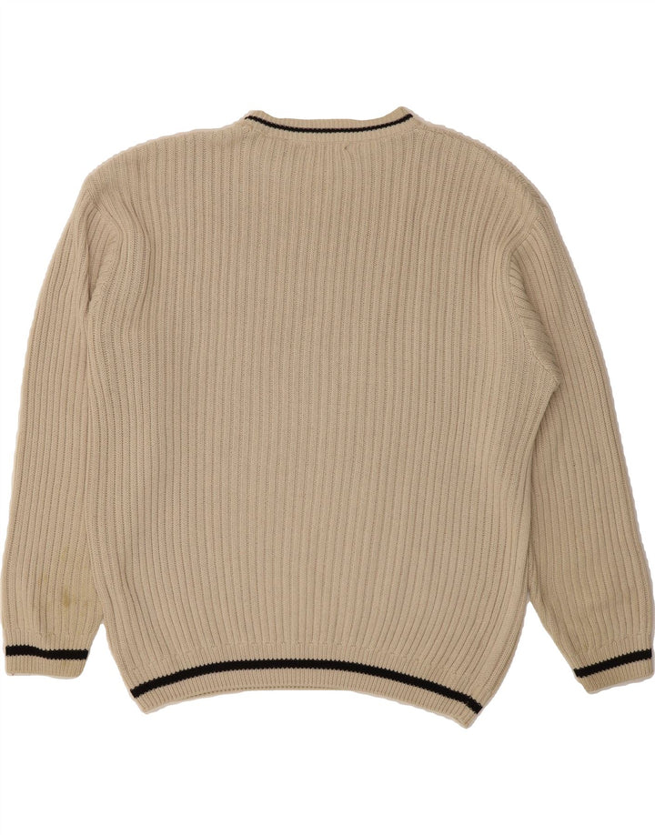VINTAGE Mens Crew Neck Jumper Sweater 2XL Beige Cotton Vintage Vintage and Second-Hand Vintage from Messina Hembry 