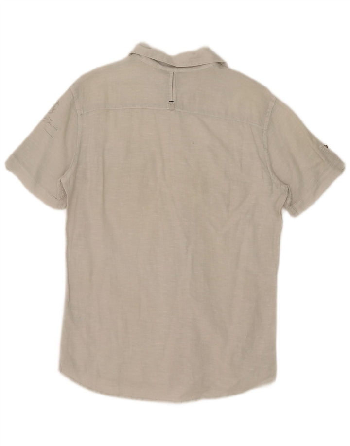 Camisa masculina de manga curta Gas, linho bege médio