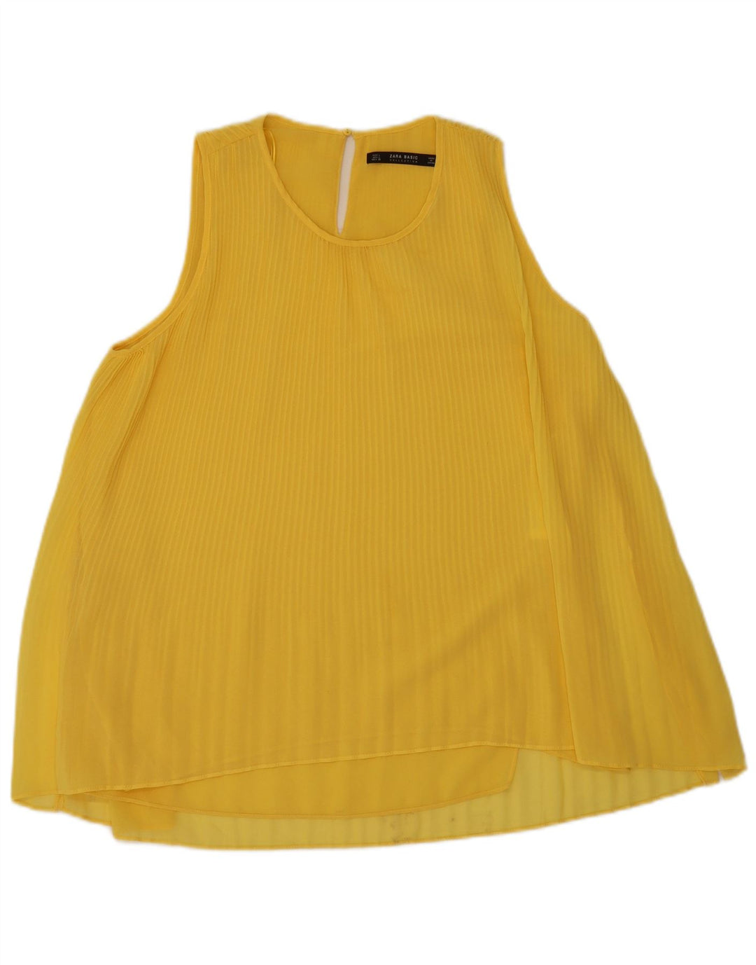 Blusa feminina sem mangas Zara Top UK 16 grande poliéster amarelo