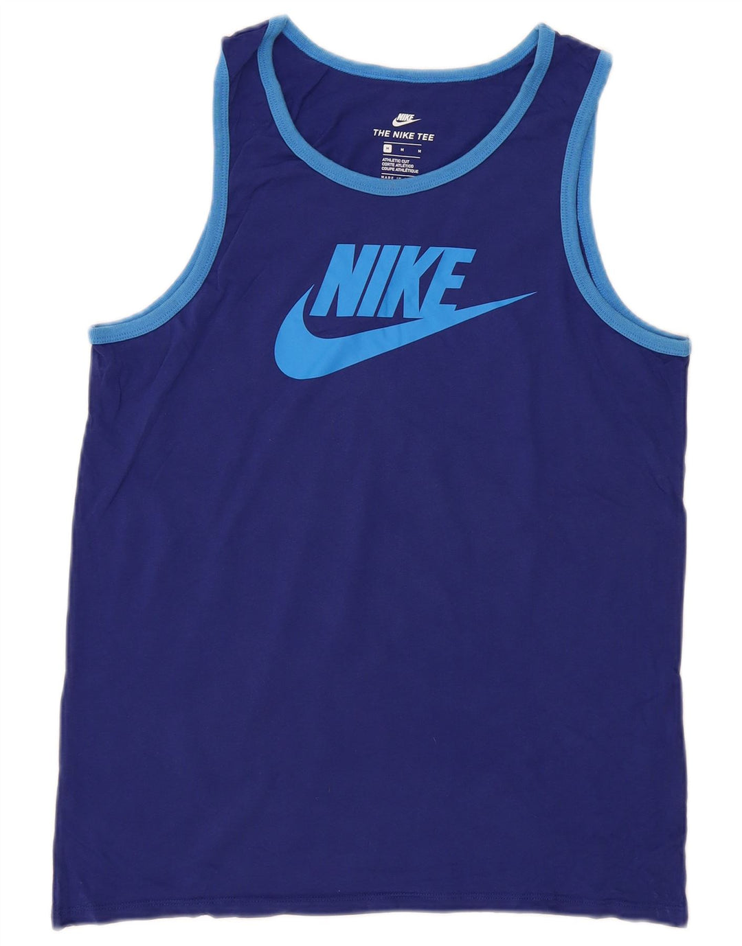 Colete gráfico masculino NIKE com corte atlético de algodão azul médio