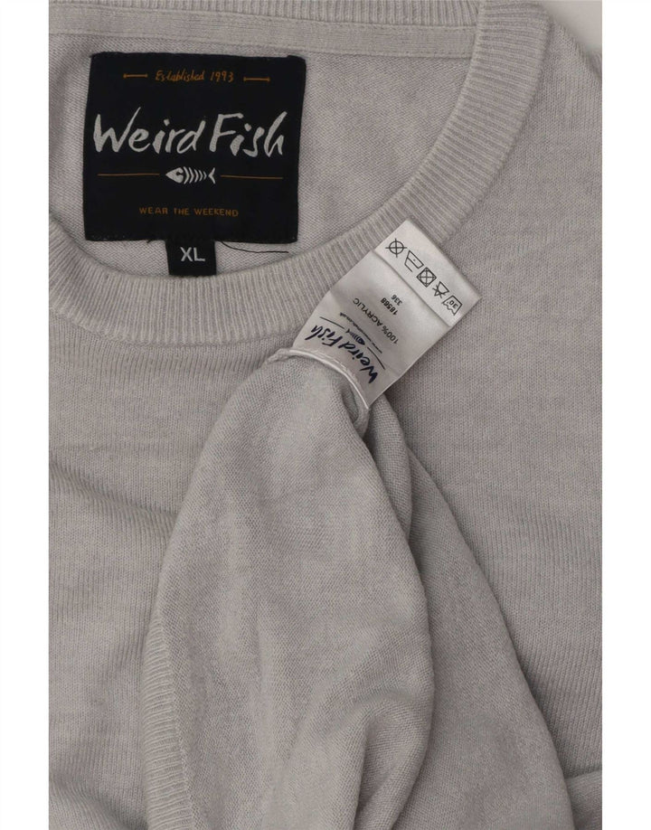 Suéter masculino Weird Fish com gola redonda XL cinza manchado acrílico