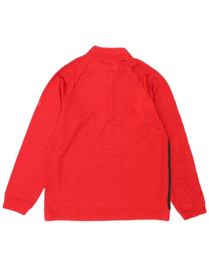 Adidas Mens Zip Neck Moletom Jumper Médio Poliéster Vermelho