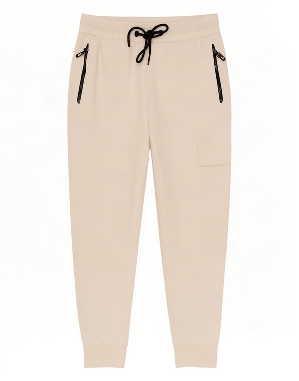 Calça de treino masculina Zara Cargo Joggers pequeno algodão branco