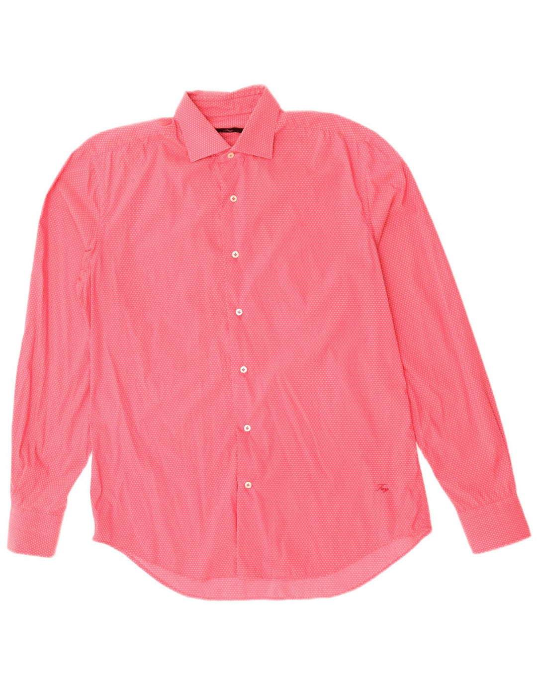 Camisa masculina FAY tamanho 39 15 1/2 algodão manchado rosa médio
