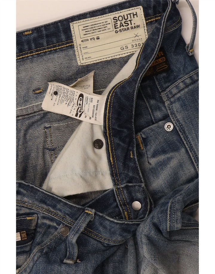 Calça jeans slim masculina G-Star desgastada W29 L32 algodão azul