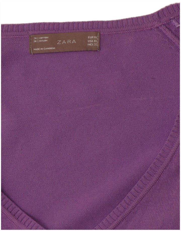 Suéter cardigã feminino Zara UK 18 XL roxo